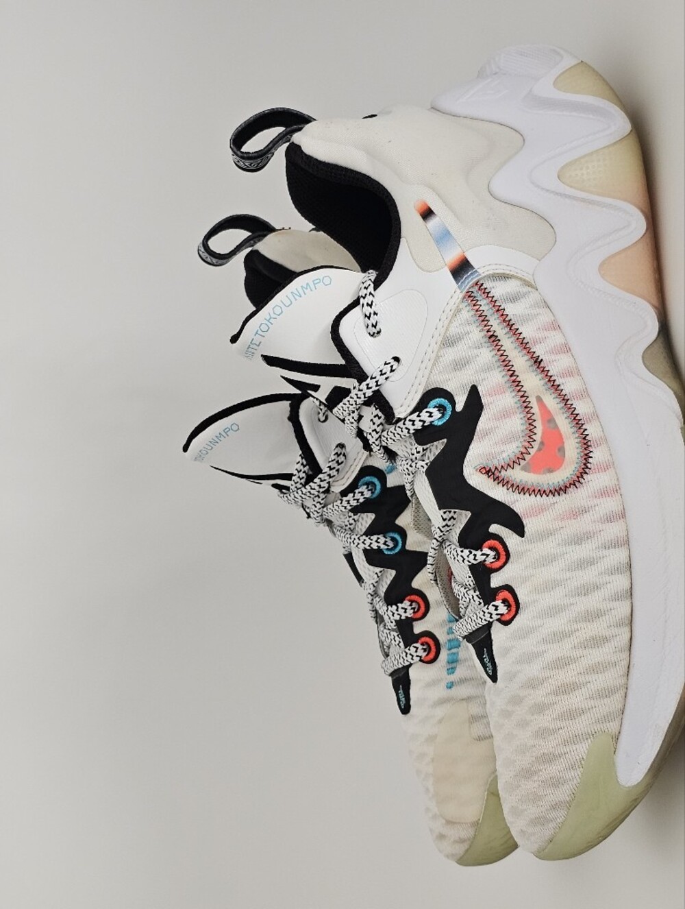 Nike Men’s Multicolor Athletic Shoes - White with Black, Coral & Teal Accents